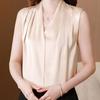 Elegant V-Neck Fashion V-Neck Blouse Women's Clothing Solid Color French Style Summer Sleeveless Commute Basic Spliced Shirt New