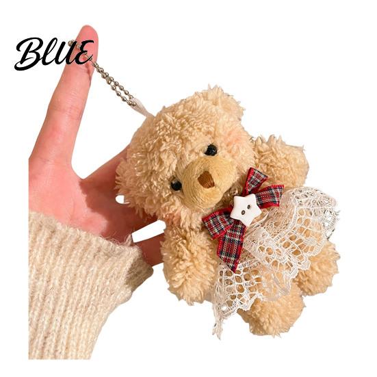 Fashionable Bear Charm Plush Keychain, Cute Puppy Bag with Portable Decoration Crocheted Accessories, Stuffed Animal Pendant for Women Girls Backpack