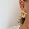 High-End European & American Gold Geometric Floral Stud Earrings for Women - Trendy Luxury Ear Jewelry