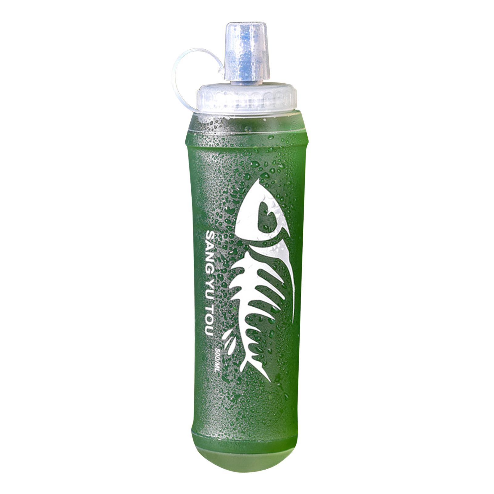 Foldable Soft Water Bag Sport & Bike Squeeze Bottle Running Bottle Portable Sports Soft Water Bottle Hydration Water Bottle зелёный