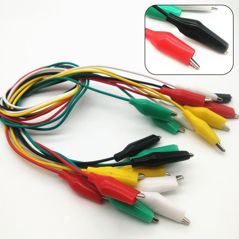 10pcs Crocodile Clips Test Leads Electrical Clamp Insulated 48cm Cable