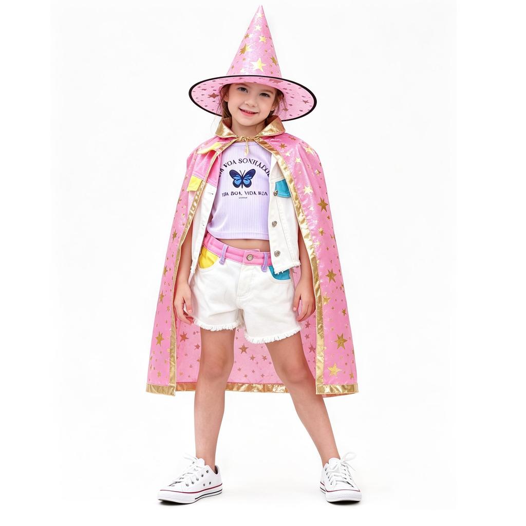 Five-Star Halloween Witch Cape Costume for Kids