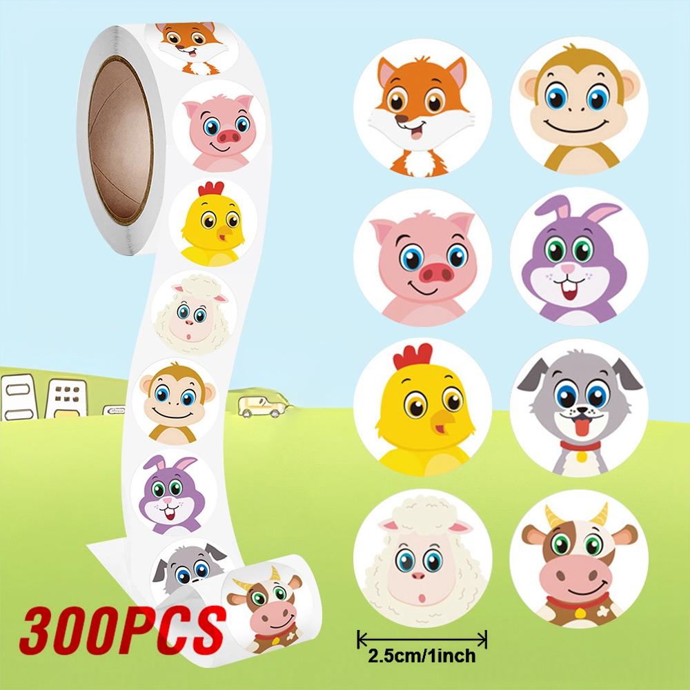 100-500pcs Reward Encouraging Graphic Stationery Animal Sticker Kindergarten School Students Child Teacher Cartoon Cute Sticker