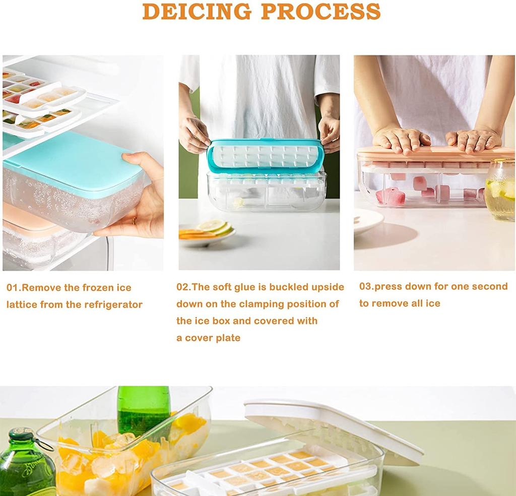 Smalody Ice Cube Silicone Ice Square Ice with Small Easy to Remove Soft Durable for Suitable for Home Use Tray, Maker, Ice, Cubes, Lid, Dividers, Ice,