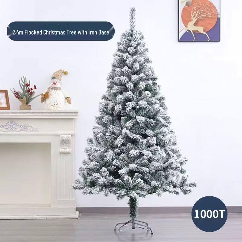Luxury Flocked Christmas Tree Package: 1.2/1.5/1.8/2.1 Meters - Dense Snowfall Decoration