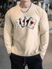 Men's Loose and Comfortable Casual Sports Poker Card Pattern Printed Round Neck Long Sleeved T-shirt Top