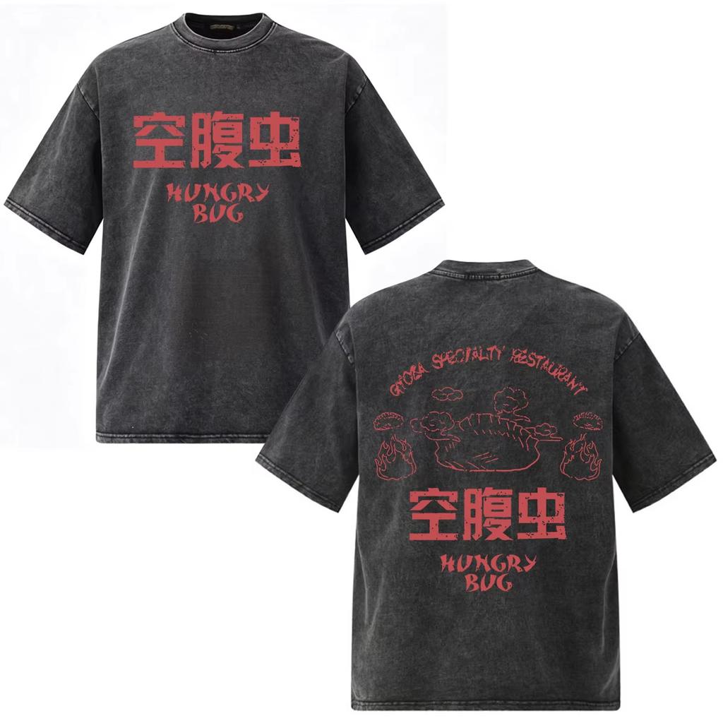 Camiseta Gráfica Lavada Vintage Anime Dorohedoro Kaiman Shin Ropa para Hombre y Mujer Moda Hip Hop Streetwear Top Y2K Gótico Algodón Camisetas Oversize