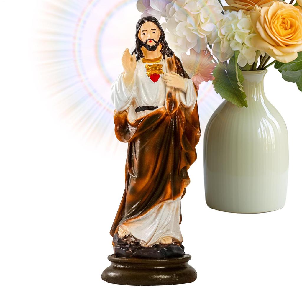 Decorazione Tavolo Gesù da 8,2 Pollici Statua Cristiana in Resina Per Stanza della Preghiera Esposizione Cerimonia Soggiorno Chiesa Interno Camera da Letto Libreria