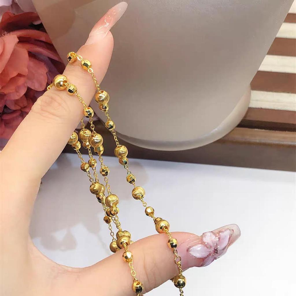 Vietnam Gold Disco Beaded Cat Eye Necklace - Elegant Women's Light Luxury Clavicle Chain