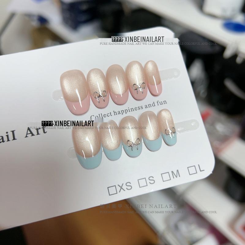 

Exquisite Baby Blue Ombré Nails: Sparkly, Versatile Press-Ons for Work and Beyond, Handmade for a Whiter, Elegant Look.