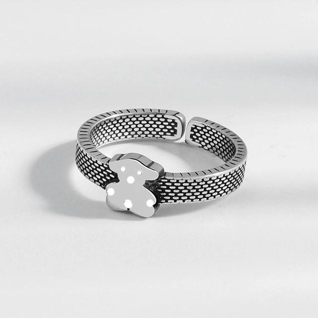 

Кольцо в стиле взрыва из тайского серебра в стиле ретро для мужчин с открытым сердечком, простое, старинное, гипоаллергенное Resizable