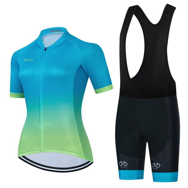 Womens Breathable Cycling Jersey Set Short Sleeve Mountain Road Bike Apparel Slim Fit