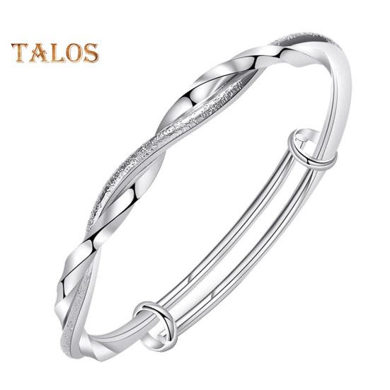 

Женский витой браслет, двухслойный, гладкая поверхность, медный, посеребренный, регулируемый, легкий, дизайн, для особых случаев, на день рождения, на Рождество, подарок серебряный