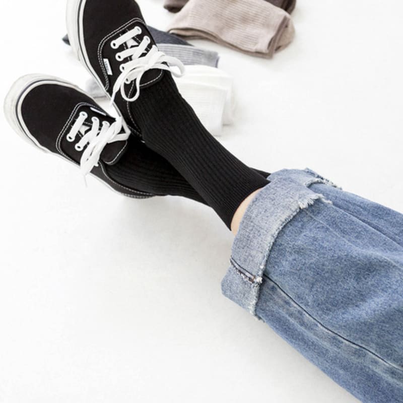 Biarritz Socks [5set] Four Seasons Daily Mid-calf Crew Socks, High-teen Barbie, 2 Colors