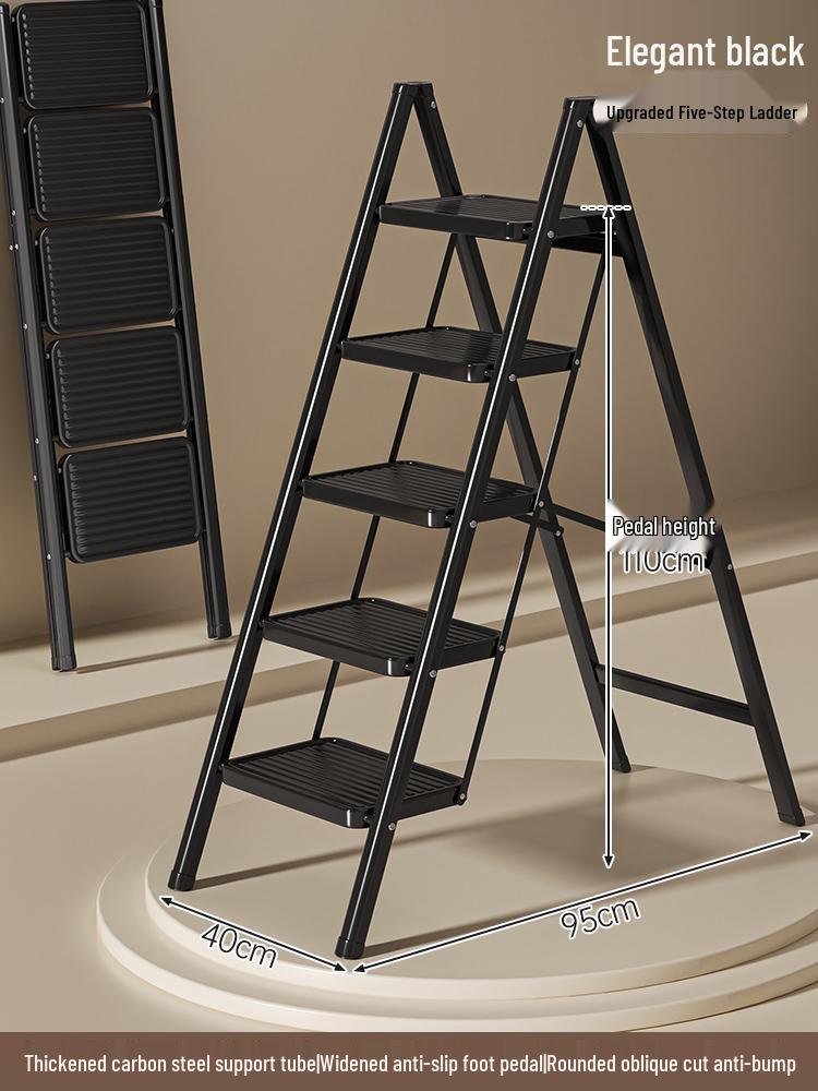 Telescopic A-Frame Folding Ladder - Indoor Multifunctional Ladder Stool with 3 or 4 Steps for Housewarming or Climbing Needs.
