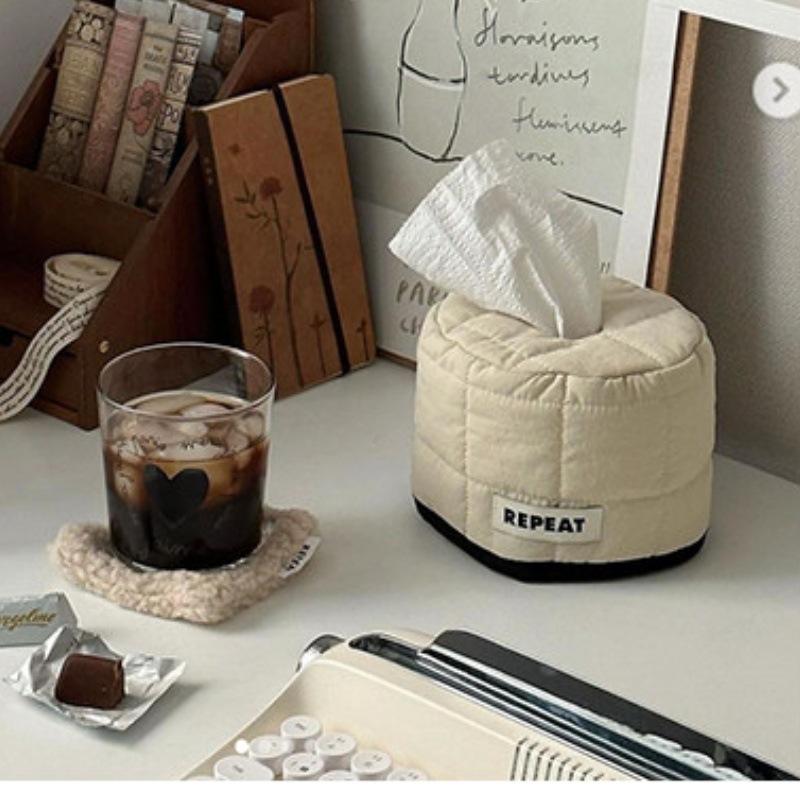 Tissue Paper Storage Box Space-Saving Round Square Roll Paper Tissue Case Table Decor Tissue Bag Living Room Storage Napkin
