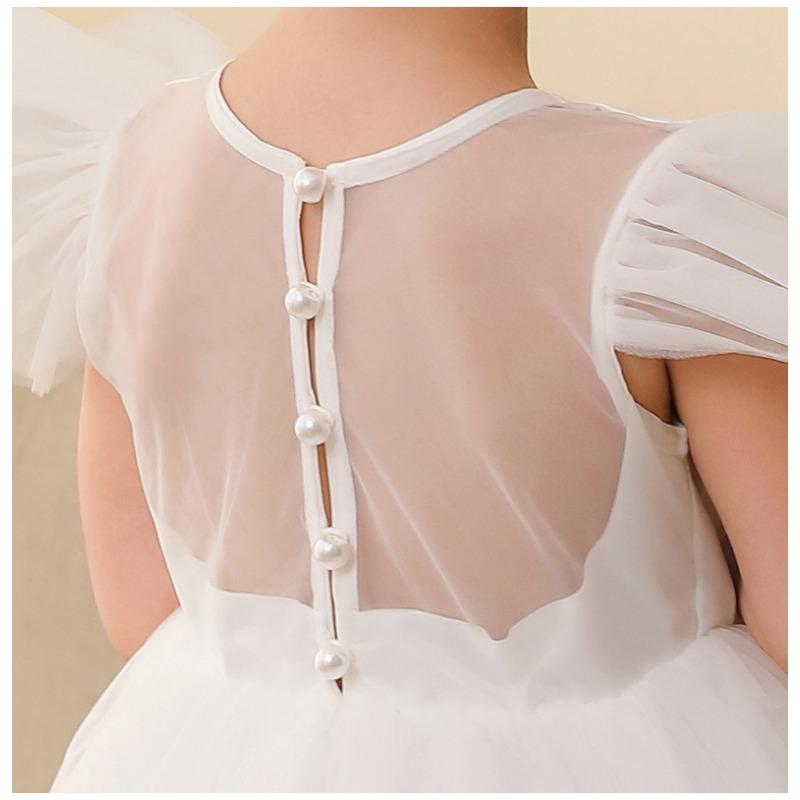 Little Girls Princess Tulle Flying Sleeve Flower Girl Party Performance Dress Gown