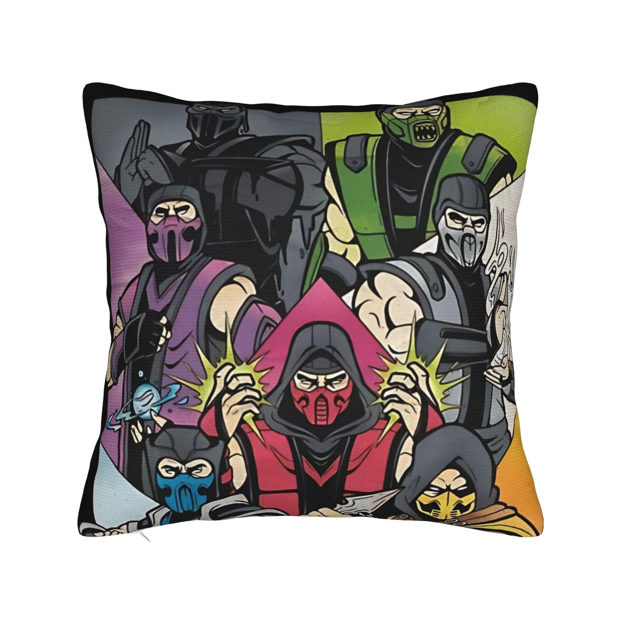 Mortal Kombat Choose Your Fighter Arcade Screen Video Game Pillow Case Funny Pillow Cover Soft Pillowcases For Living Room Chair Peach skin 18*18(CM)-1Pcs
