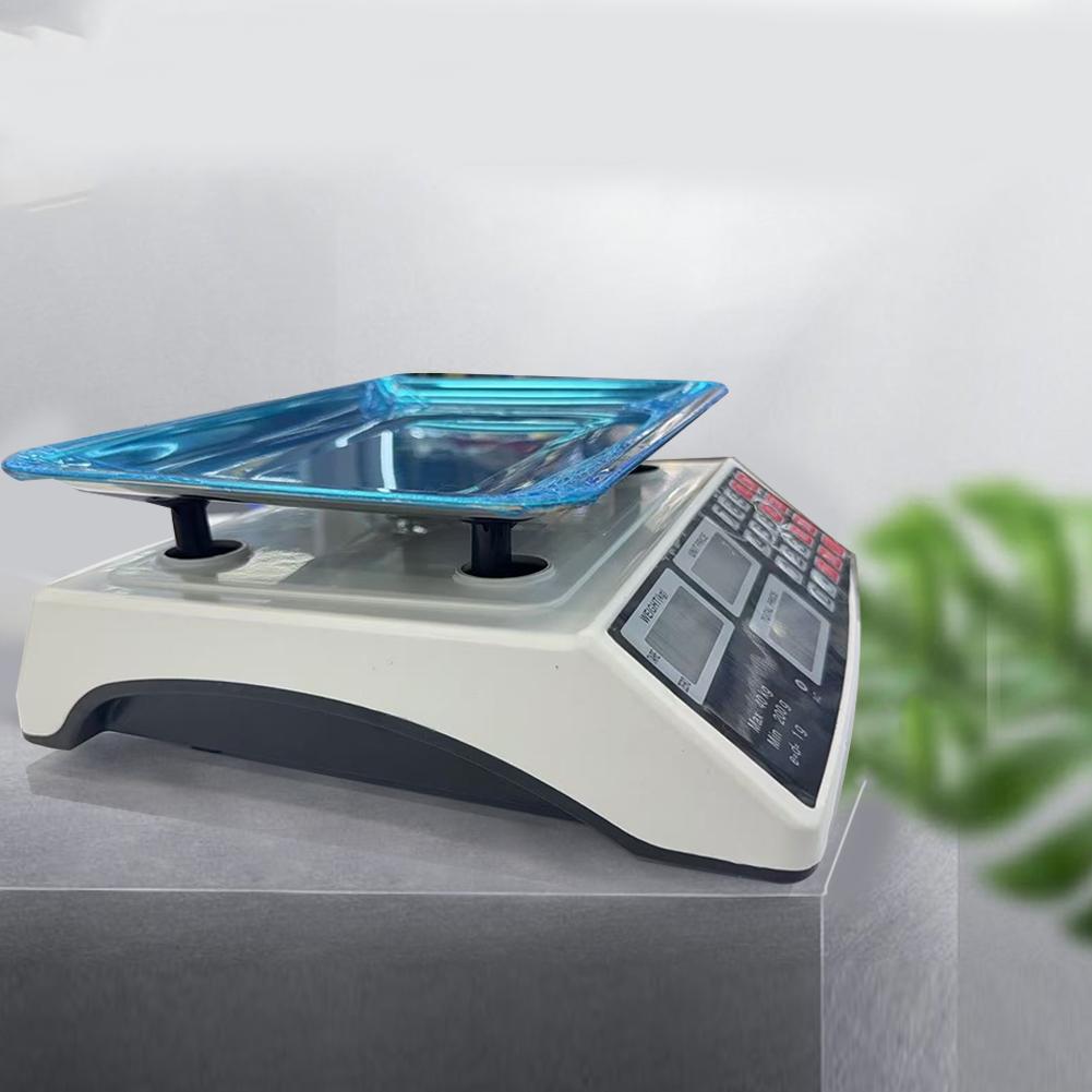 40kg/1g Commercial Price Scale with Stainless Steel Plate Counting Weight Scale LCD Digital Display for Farmers Market Meat Shop