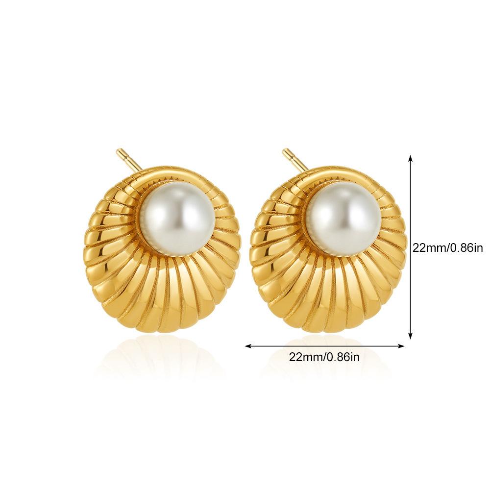 

Женские серьги Геометрические Металлические Серьги-кольца Дизайн с инкрустацией жемчугом Пусеты Универсальные Модные серьги для женщин SF295-8