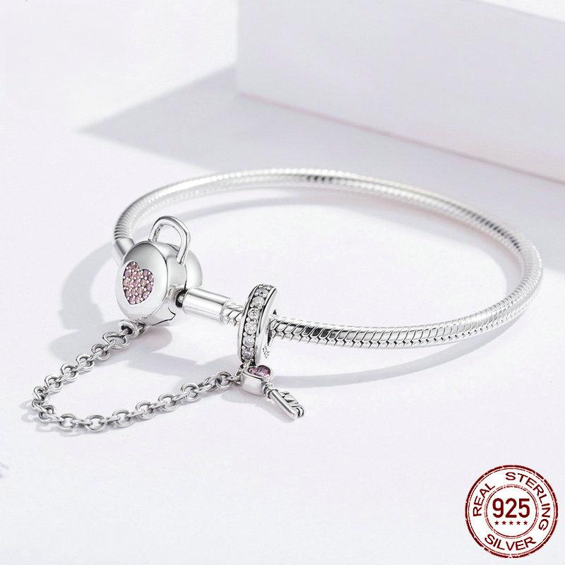 Außenhandel Valentinstag Geschenk Herz Schlüssel Mode DIY Grundlegende Kette S925 Sterling Silber Armband