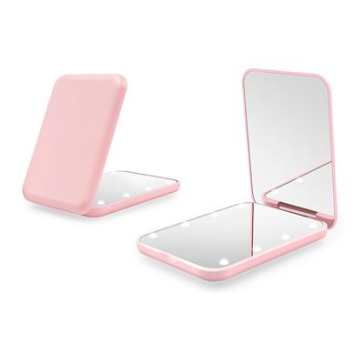 Mini Compact Led Makeup Mirror With Light 2X Magnifying Small Pocket Portable Travel Pink Black Foldable Cosmetic Vanity Mirrors