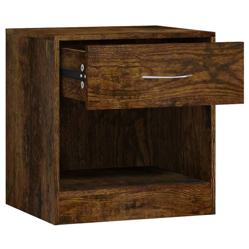 Nightstands 2 Pcs with Drawer Smoked Oak Finish