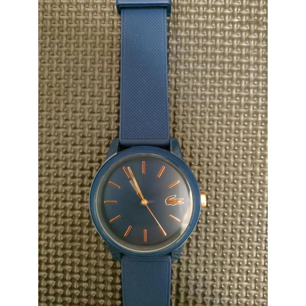 Used [Good condition, free shipping] LACOSTE men's watch | Navy color, rubber belt,