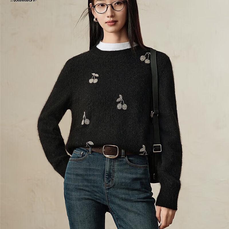 JOOZE ANNAKO Women's Beaded Cherry Alpaca Blend Knit Sweater