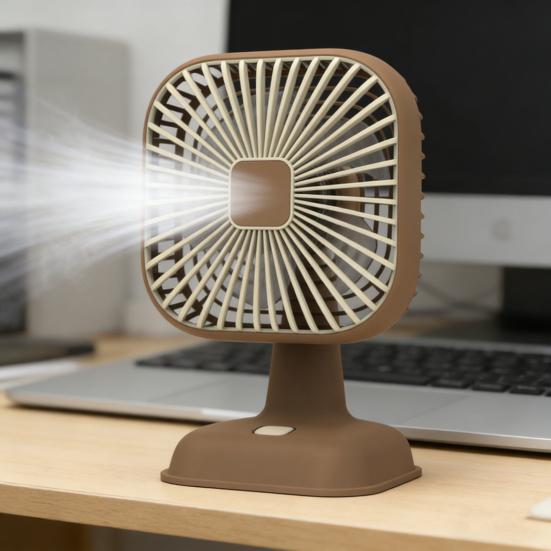 Wentylator biurkowy Cichy Silnik o niskim poziomie hałasu Wielobiegowy Regulowany Wiatr Regulowana głowica pod kątem 39 stopni Kwadratowy wentylator z lampką nocną