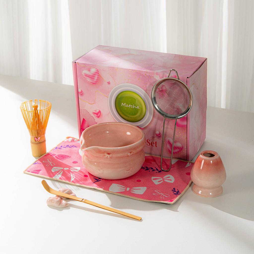 Japanese Matcha Set With Bow Pattern, Matcha Whisking Tools, Tea Set Accessories, Multiple Styles Available, Gift