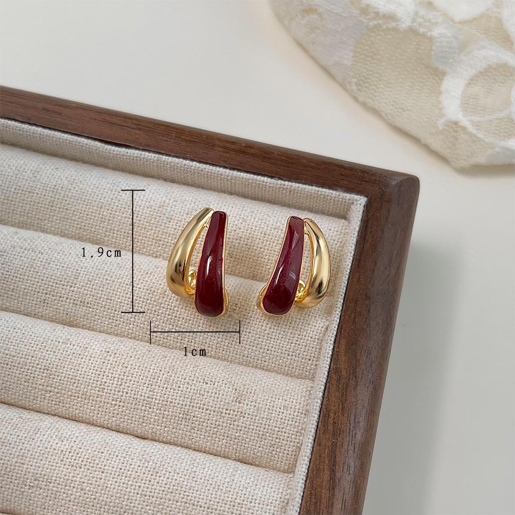 Ancola Red Drop Earrings: Women's Retro Chic, Fair-Skin Enhancing, Luxury Ear Jewelry.