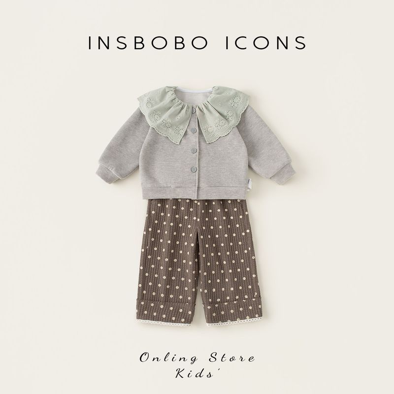 Girls Outfit Baby Girl Spring Clothing 2026 New Spring Two-Piece Set Children s Long-Sleeved Top Stylish Clothes Spring and Autumn Gray 80