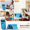RFID Blocking Wallet Case with Card Holder Sliding Camera Cover PC+TPU Protective Case for iPhone 16 Pro Max-Light Blue
