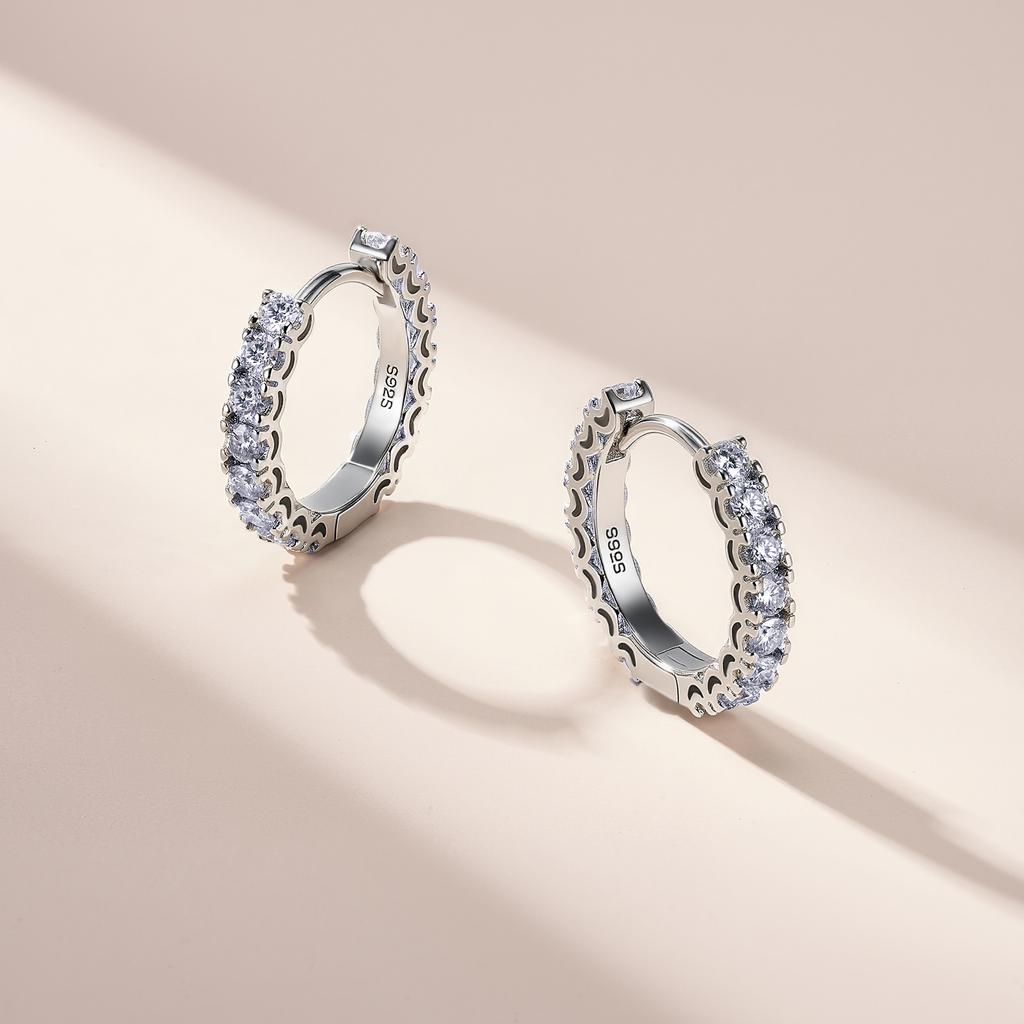 0.96 CTW S925 Sterling Silver Moissanite Hoop Earrings Ideal for Daily Wear & Gifts