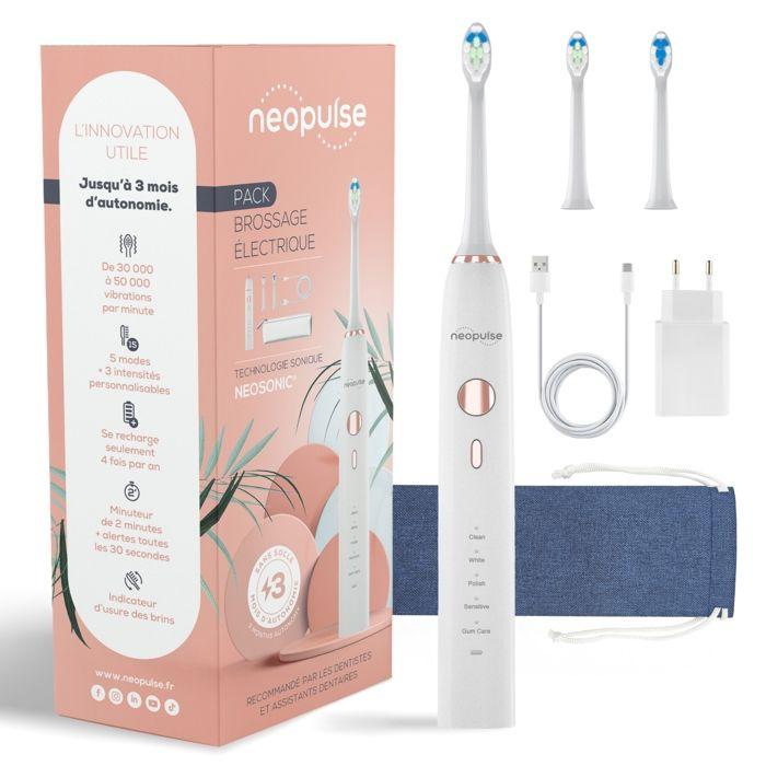 Brosse à dents électrique - NEOPULSE - NEOSONIC - 50000 VPM - 15 modes - Blanc