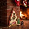 Holiday Home Ornaments Christmas Fairy Door Wall Decoration, Solid Wood with Adhesive Backing Design, Tree Decorations Miniature Tiny for Trunks