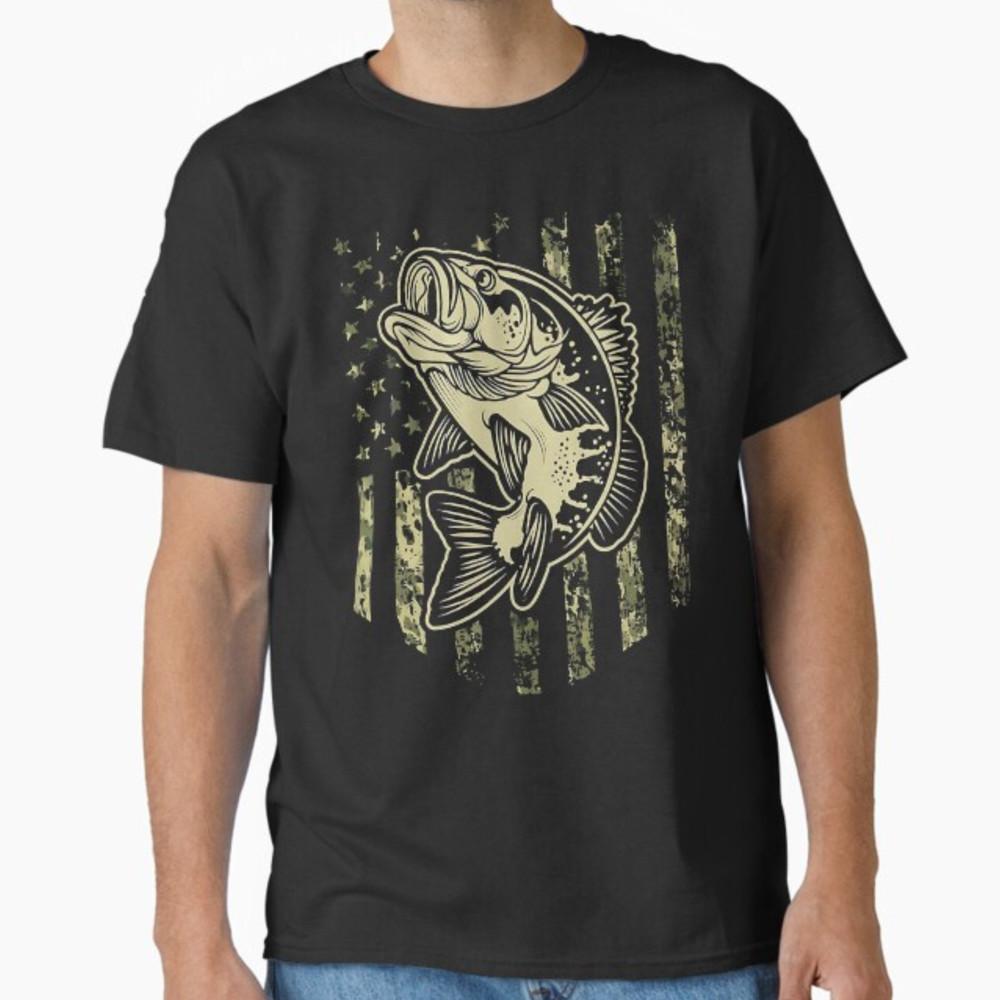 American Flag Camo Bass Fish Fishing T-Shirt Unisex T-Shirt