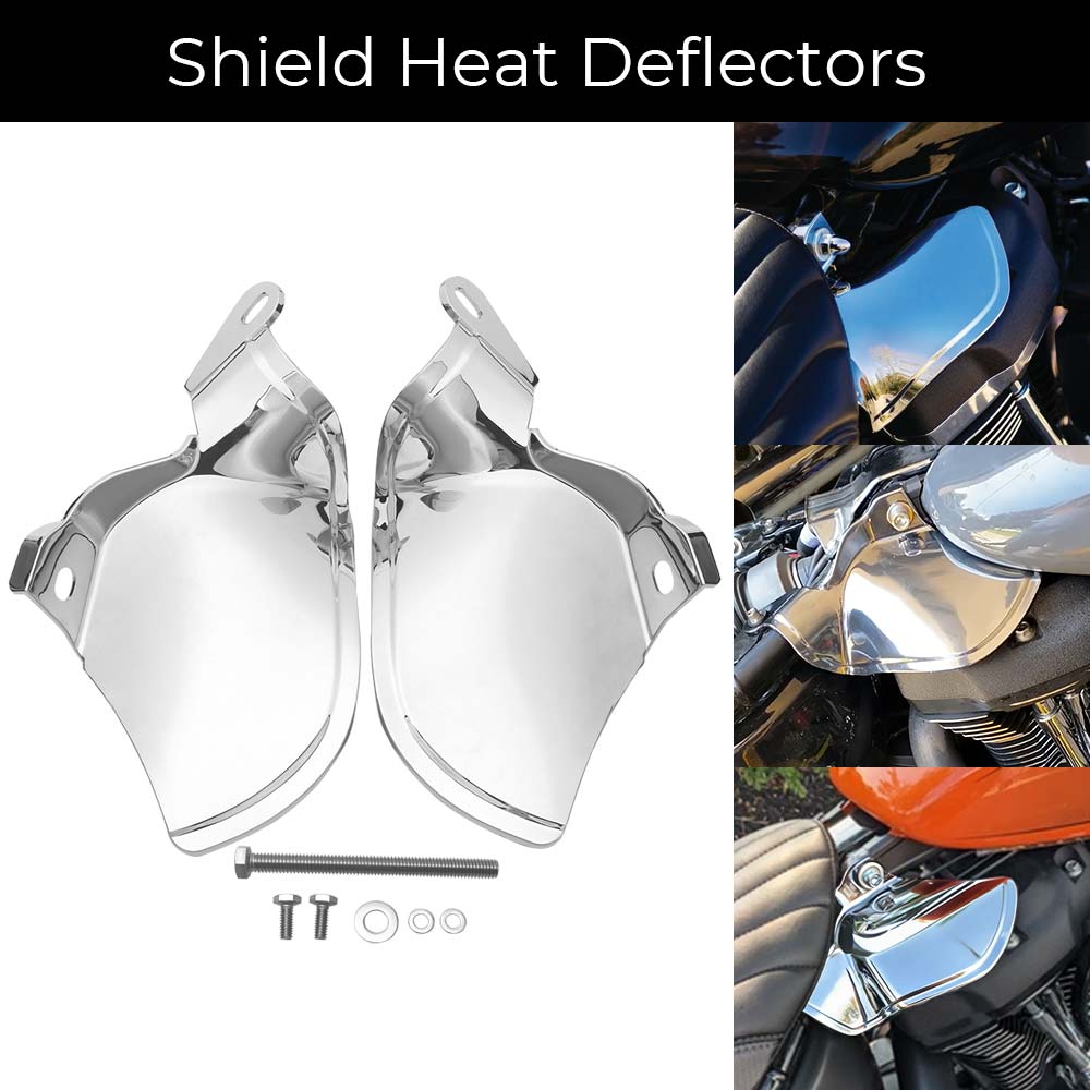 Motorcycle Accessory 1 Pair Heat Deflector Shields ABS Plastic Chrome Fit For Harley Softail Heritage Classic FLHC 2018-2026