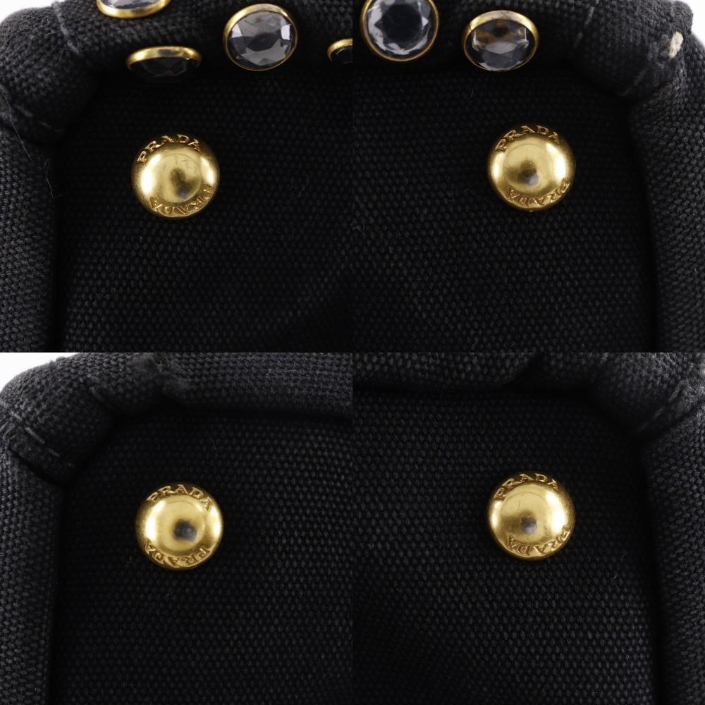 Prada Kanapa GM Handbag B1872O Bijou Studs Tote Bag NERO Black Canvas Women Used