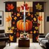 Set Of 2 Autumn Pumpkin Maple Leaf Print Curtains Polyester Fabric Suitable Bedroom Living Room Decoration Curtain Ideal For Area