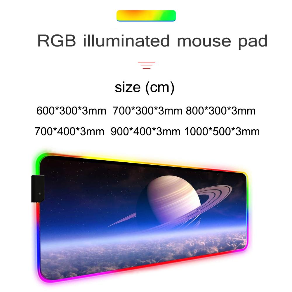 saturn Mouse Pad RGB Gaming Mousepad Big LED Pad PC Desk Mat Luminous Mouse Pad Large Keyboard Mats Table Rug With Backlit