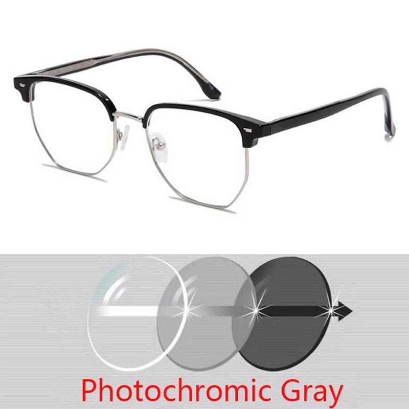 Fashionable Semi-Rimless Eyeglasses Frames With Temples Short-Sight Eyewear Diopter 0 -0.5 -0.75 -1.0 To -6.0