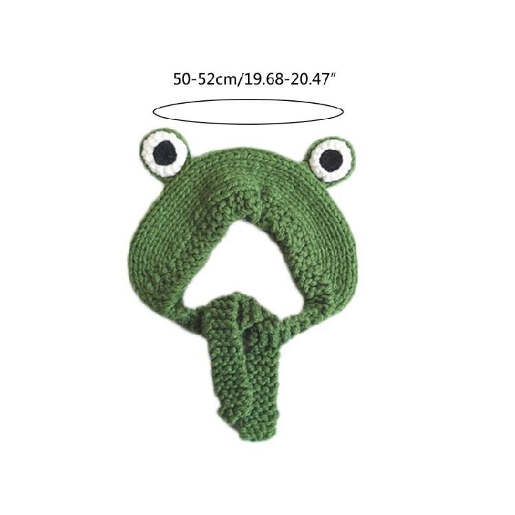 Cute for Frog Hat Big Ears Headgear Cartoon Knitted Hat Winter Warm Headdress