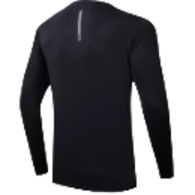 Anta Running Series Solid Color Crew Neck Pullover Long Sleeve T-Shirt Men Tops Black 952435405-4