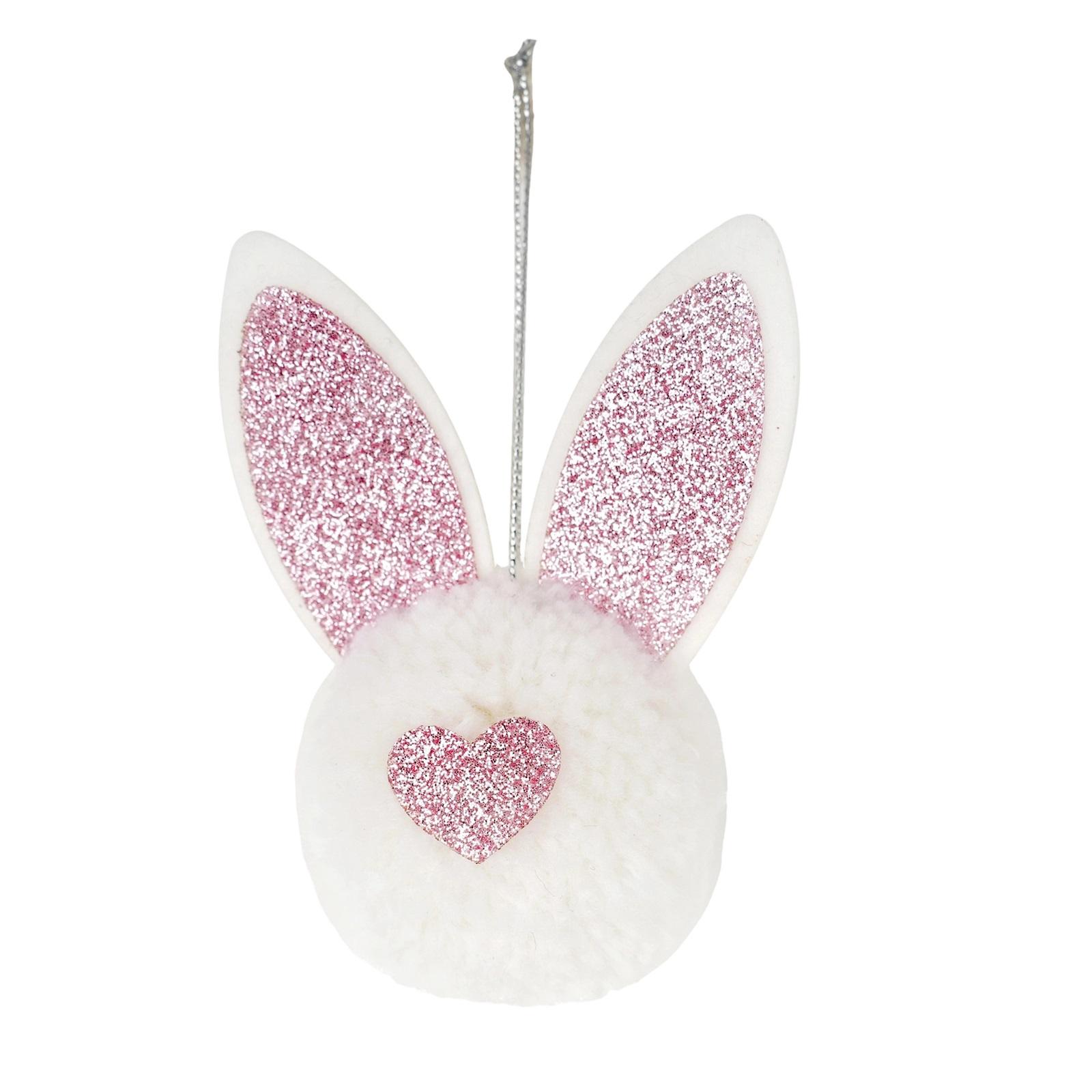 

Plush Bunny Tail Hanging Ornament with Glitter Paw Accents for Home and Seasonal Decorative Display Use One Size