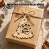 Rustic Pet Commemorative Gifts Wood Christmas Tree Pendant with Paw Print, Hollow Engraved Hanging Print Decorations Ornament, Style Craft for Holiday