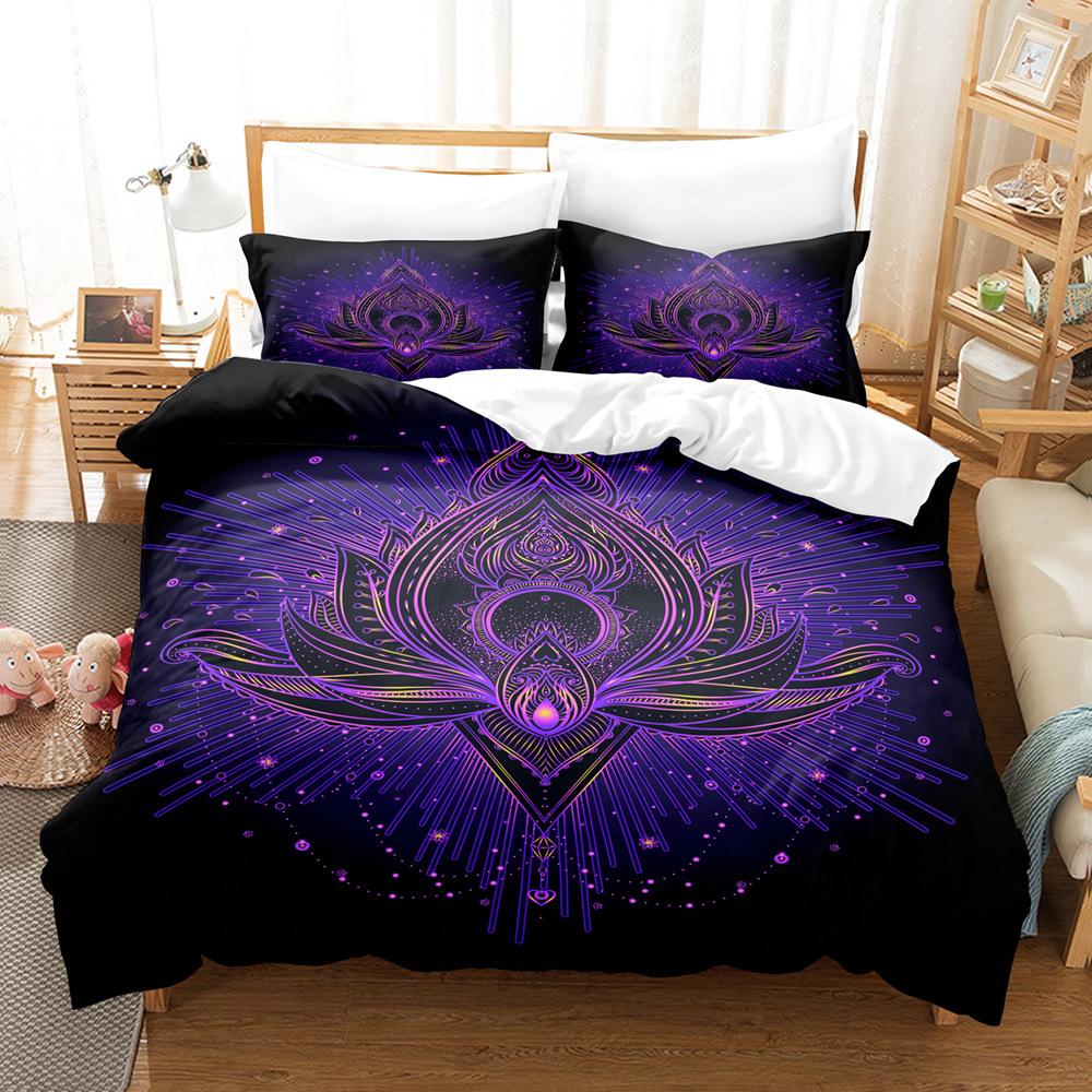 3D Buddha Bedding Set Microfiber Luxury Printed Down Duvet Cover Pillowcase 2/3 Birthday Gift AU210 * 240 Full Size Quick Drying Soft Home Textile
