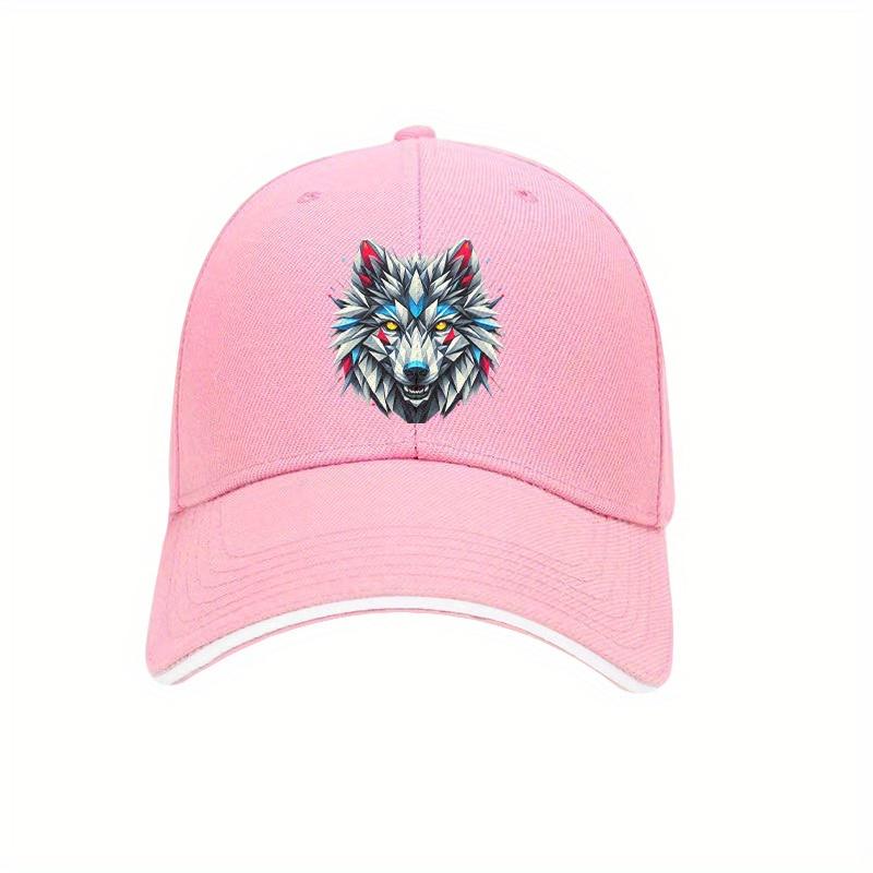 Geometrische Wolfskopf Baseballkappe Baumwolle Verstellbar Lässig Outdoor Sport Papa Hut Unisex