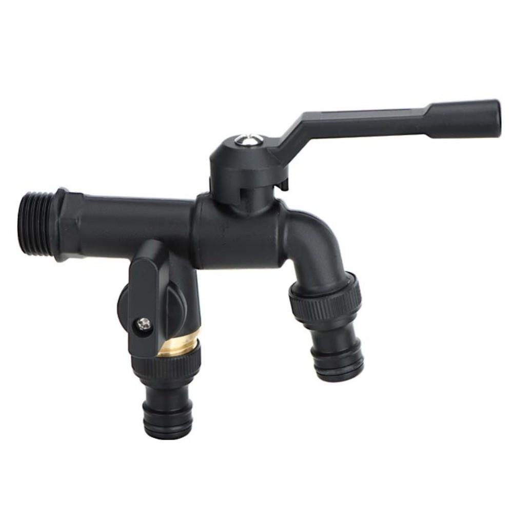 Anti-freezing All-copper Faucet One Inlet and Two Outlets Dual Water Outlets Brass Faucet Adapter 1/2inch Durable Outdoor Faucet